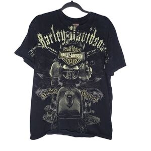 Harley-Davidson AOP Motorcycle Double Sided Graphic T-Shirt Size Large